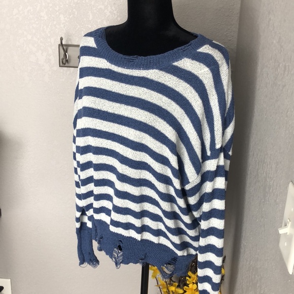 Striped Ripped Sweater - Picture 2 of 8